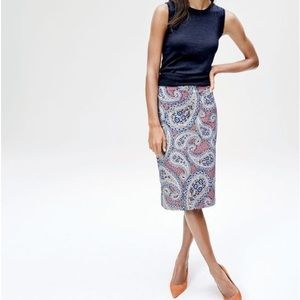 J. Crew No 2 Pencil Skirt in Paisley Print
